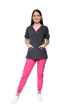 Cargar imagen en el visor de la galería, Conjunto SET Filipina y Pantalón JOGGER EV-18 CANDY REPELENTE A FLUIDOS-Color  Pewter/Fandango Dama-Ana Isabel Uniformes