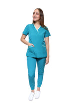 Cargar imagen en el visor de la galería, Conjunto SET Filipina y Pantalón JOGGER EV-18 CANDY REPELENTE A FLUIDOS-Color  Verde/Pistache Dama-Ana Isabel Uniformes