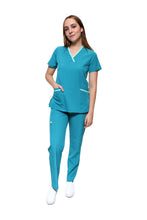 Cargar imagen en el visor de la galería, Conjunto SET Filipina y Pantalón EV-18 CANDY REPELENTE A FLUIDOS-Color Verde/Pistache Dama-Ana Isabel Uniformes