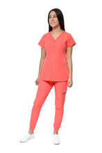 Cargar imagen en el visor de la galería, Conjunto SET Filipina y Pantalón JOGGER EV-30 Paola REPELENTE A FLUIDOS-Color DURAZNO Dama-Ana Isabel Uniformes