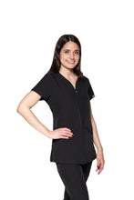 Cargar imagen en el visor de la galería, Conjunto SET Filipina y Pantalón EV-30 Paola con Cierre REPELENTE A FLUIDOS-Color Negro Dama-Ana Isabel Uniformes