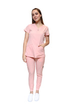 Cargar imagen en el visor de la galería, Conjunto SET Filipina y Pantalón JOGGER EV-30 Paola REPELENTE A FLUIDOS-Color ROSA PASTEL Dama-Ana Isabel Uniformes