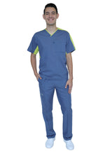 Cargar imagen en el visor de la galería, Conjunto SET Filipina y Pantalón HA-25 -Color ACERO/LIMA- HOMBRE-HASSAN Uniformes