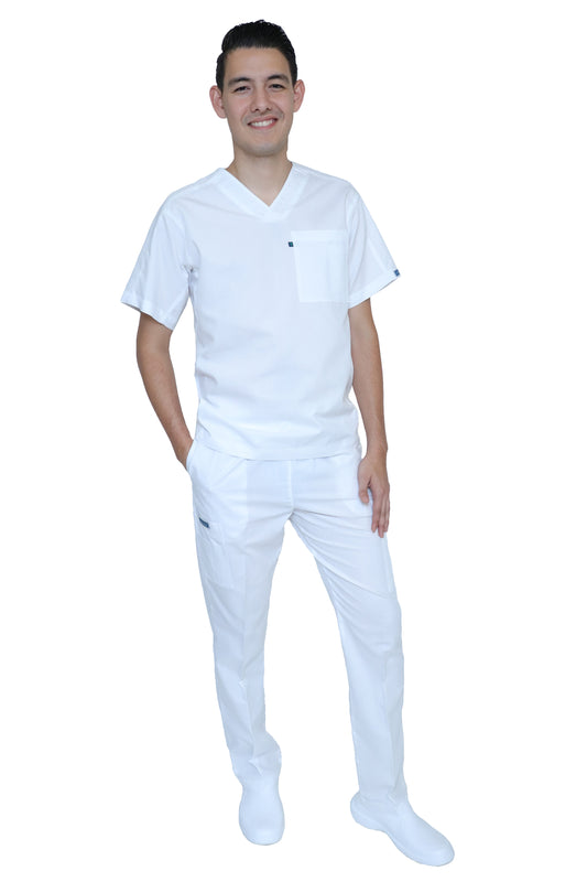 Conjunto SET Filipina y Pantalón HA-25 -Color BLANCO- HOMBRE-HASSAN Uniformes