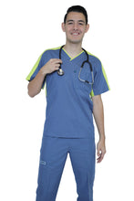 Cargar imagen en el visor de la galería, Conjunto SET Filipina y Pantalón HA-25 -Color ACERO/LIMA- HOMBRE-HASSAN Uniformes