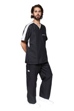 Cargar imagen en el visor de la galería, Conjunto SET Filipina y Pantalón HA-25 -Color NEGRO/PLATA- HOMBRE-HASSAN Uniformes