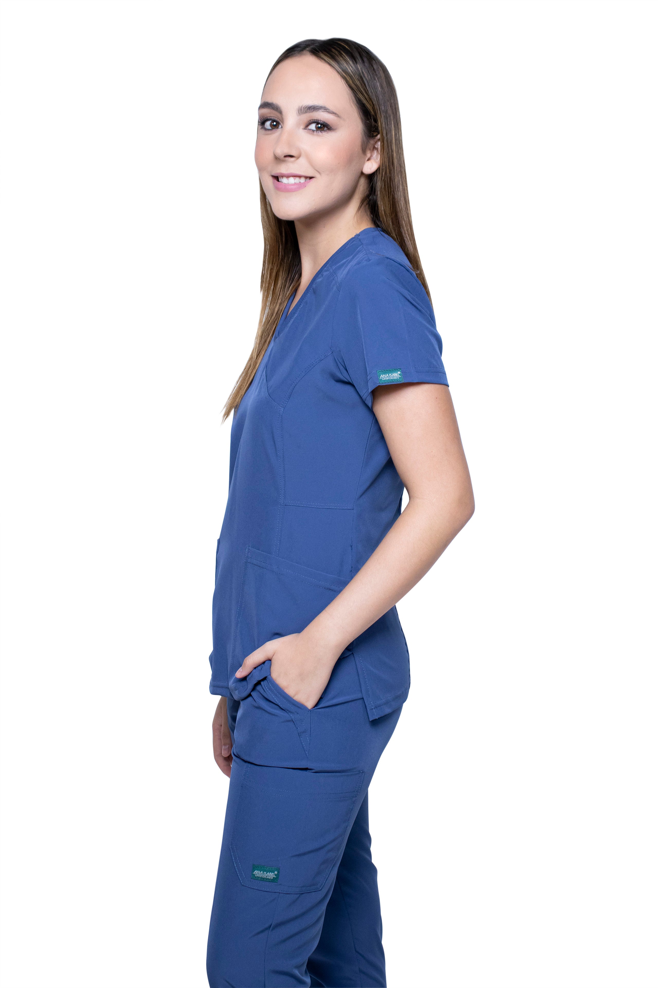 Conjunto SET Filipina y Pantalón JOGGER EV-04 Tatita REPELENTE A FLUIDOS-Color NAUTICO Dama-Ana Isabel Uniformes