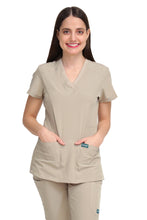 Cargar imagen en el visor de la galería, Conjunto SET Filipina y Pantalón JOGGER EV-04 Tatita REPELENTE A FLUIDOS-Color KAKI Dama-Ana Isabel Uniformes