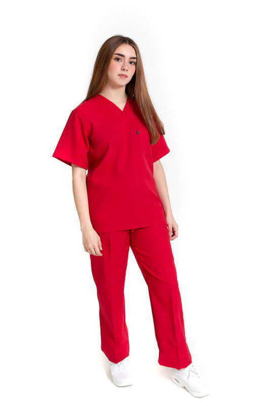 Conjunto SET Filipina y Pantalón JP-13 UNISEX-Color ROJO-JUANPA