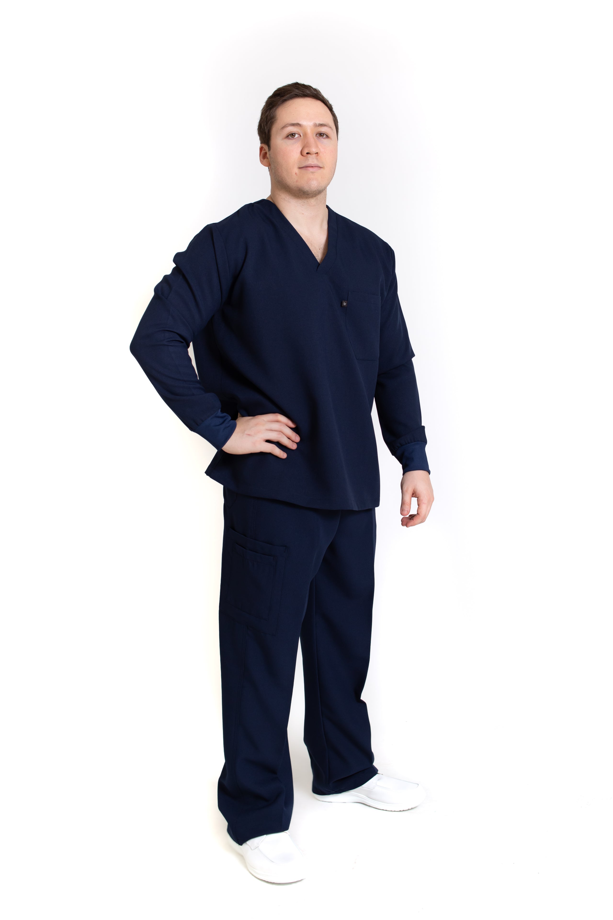 Conjunto SET Filipina MANGA LARGA y Pantalón JP-14 UNISEX-Color MARINO-JUANPA