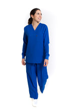 Cargar imagen en el visor de la galería, Conjunto SET Filipina MANGA LARGA y Pantalón JP-14 UNISEX-Color AZUL REY-JUANPA