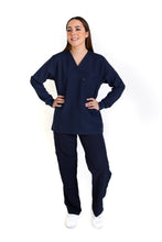 Cargar imagen en el visor de la galería, Conjunto SET Filipina MANGA LARGA y Pantalón JP-14 UNISEX-Color MARINO-JUANPA