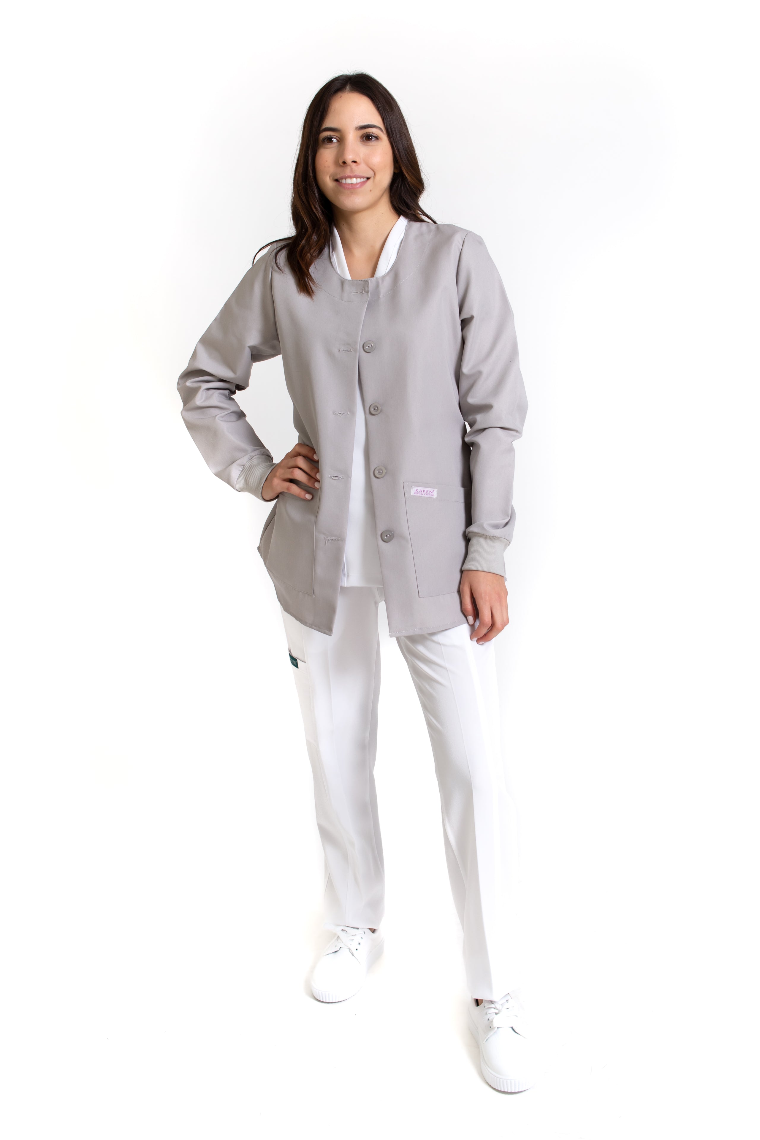 WARM UP Chamarra Médica - Salida de Hospital - para Dama - Color GRIS- KA-38 KAREN MEDICAL FASHION
