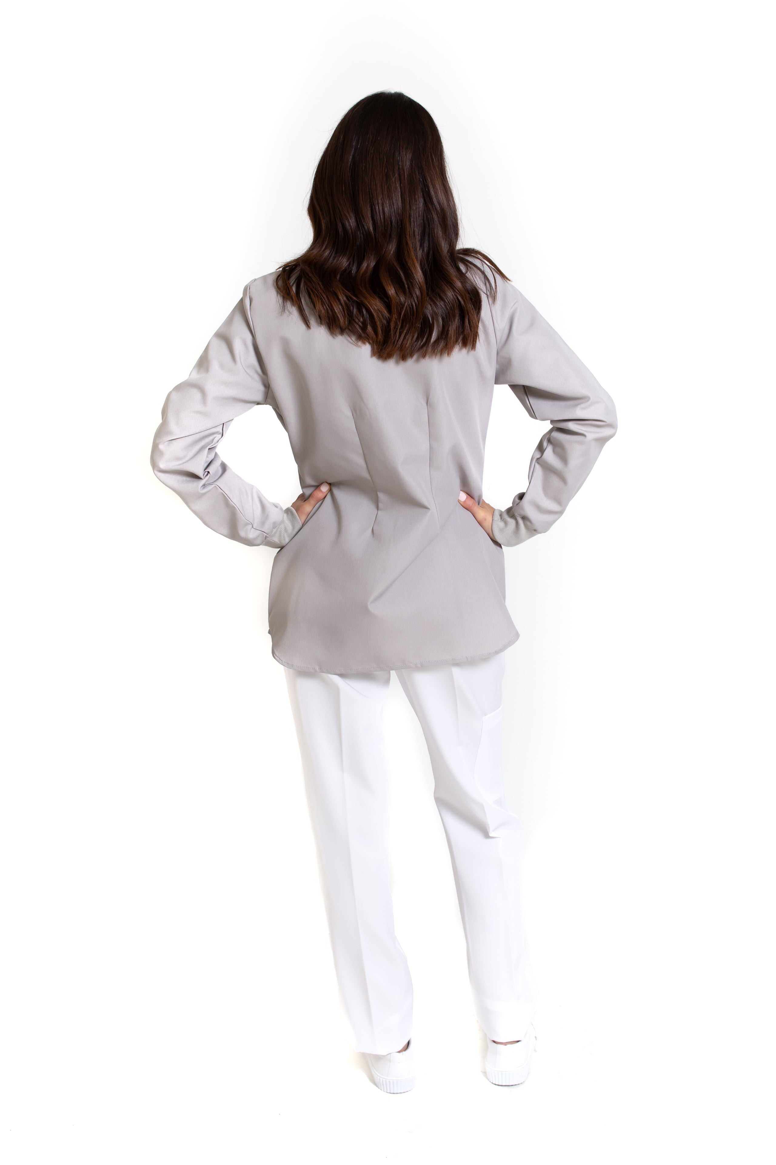 WARM UP Chamarra Médica - Salida de Hospital - para Dama - Color GRIS- KA-38 KAREN MEDICAL FASHION