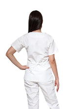 Cargar imagen en el visor de la galería, Filipina Top KA-56 MARIPOSITAS -Color BLANCO Dama-KAREN MEDICAL FASHION