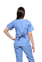 Cargar imagen en el visor de la galería, Conjunto SET Filipina y Pantalón KA-56 MARIPOSITAS -Color PLUMBAGO/MARINO- Dama- KAREN MEDICAL FASHION