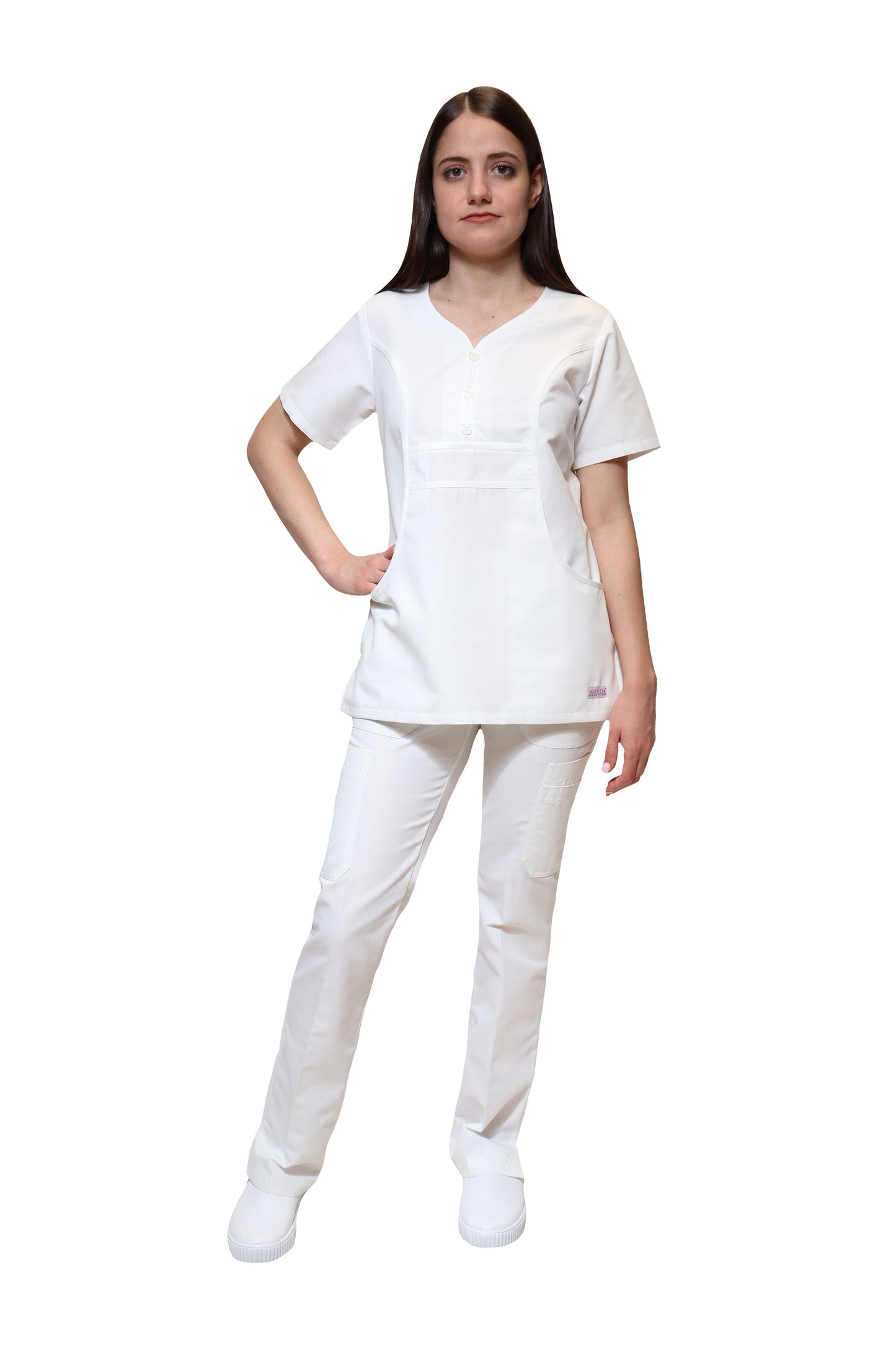 Filipina Top KA-64 SANDY -Color BLANCO Dama-KAREN MEDICAL FASHION