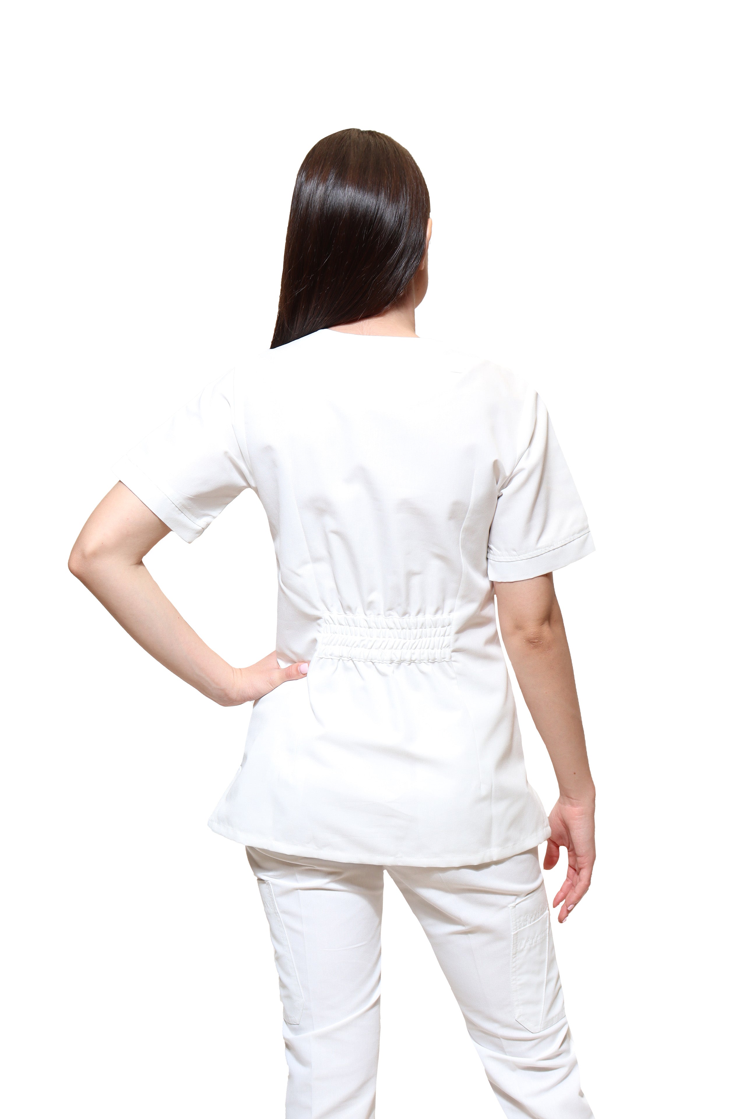 Conjunto SET Filipina y Pantalón KA-66 MARILU -Color BLANCO Dama-KAREN MEDICAL FASHION