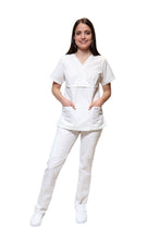 Cargar imagen en el visor de la galería, Conjunto SET Filipina y Pantalón KA-70 BIES LISO -Color BLANCO Dama-KAREN MEDICAL FASHION