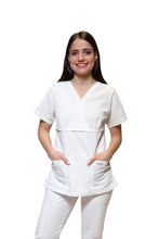 Cargar imagen en el visor de la galería, Filipina Top KA-70 BIES LISO -Color BLANCO Dama-KAREN MEDICAL FASHION