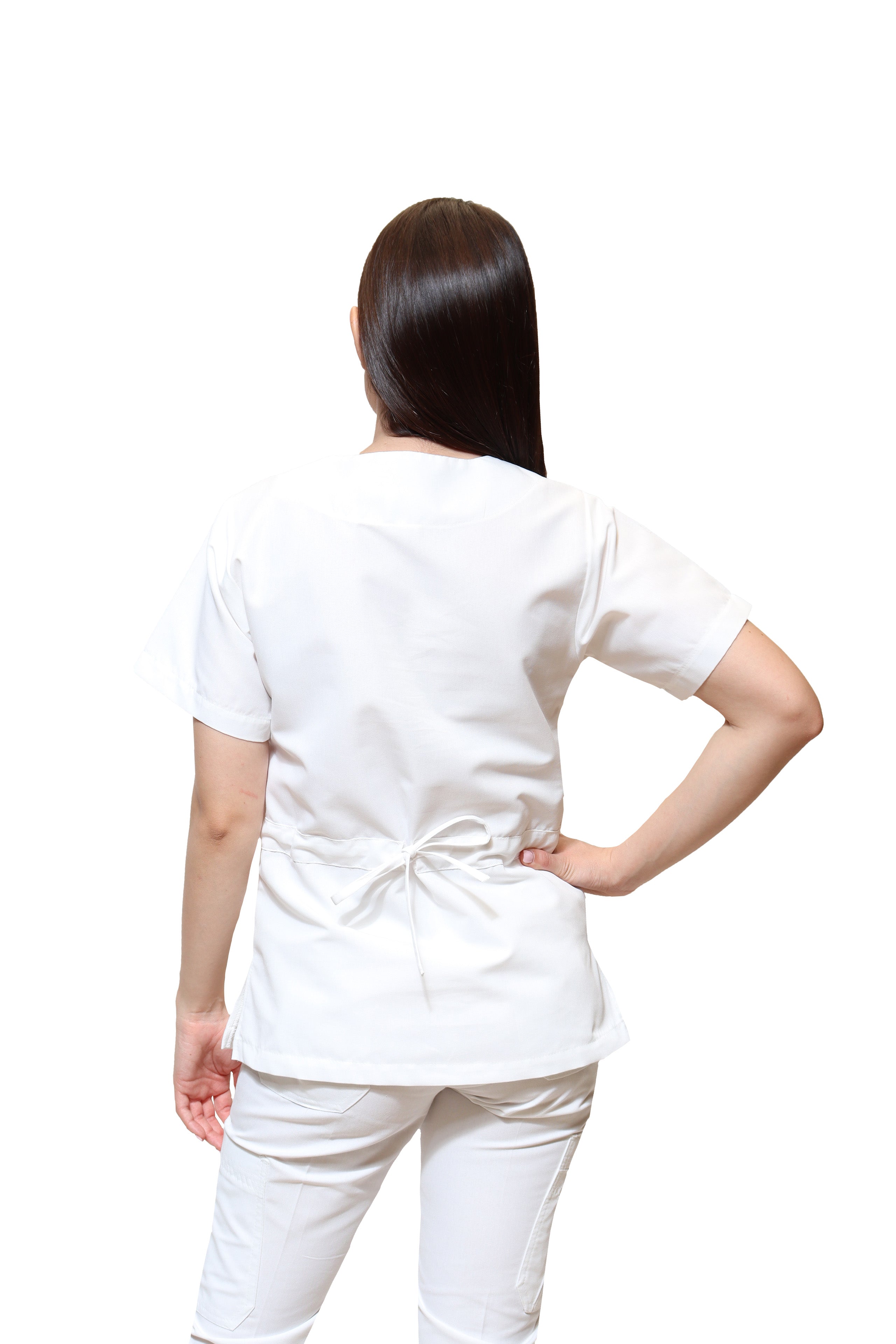 Conjunto SET Filipina y Pantalón KA-70 BIES LISO -Color BLANCO Dama-KAREN MEDICAL FASHION