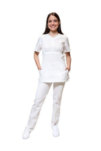 Cargar imagen en el visor de la galería, Filipina Top KA-79 FLORECITAS -Color BLANCO Dama-KAREN MEDICAL FASHION