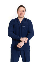 Cargar imagen en el visor de la galería, Conjunto SET Filipina MANGA LARGA y Pantalón EA-03 REPELENTE A FLUIDOS-Color MARINO HOMBRE-HASSAN Uniformes