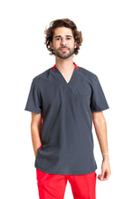 Cargar imagen en el visor de la galería, Conjunto SET Filipina y Pantalón EA-02 REPELENTE A FLUIDOS-Color PEWTER/ROJO con PANT ROJO HOMBRE-HASSAN Uniformes