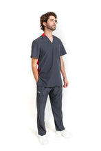 Cargar imagen en el visor de la galería, Conjunto SET Filipina y Pantalón EA-02 REPELENTE A FLUIDOS-Color PEWTER/ROJO HOMBRE-HASSAN Uniformes