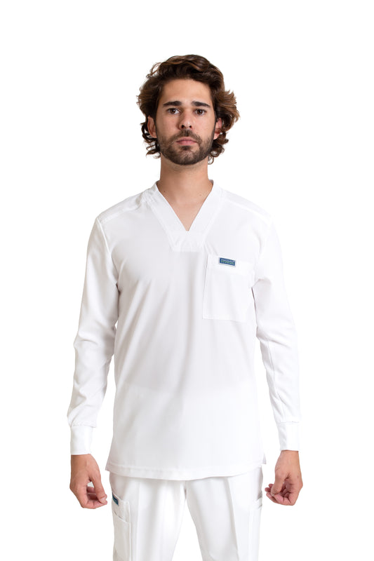 Conjunto SET Filipina MANGA LARGA y Pantalón EA-03 REPELENTE A FLUIDOS-Color BLANCO HOMBRE-HASSAN Uniformes