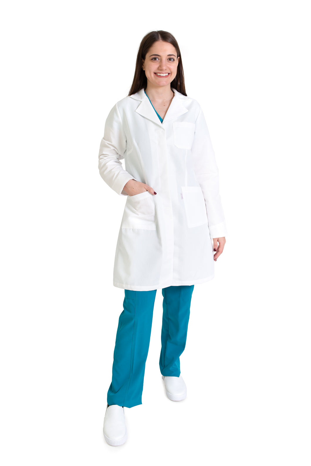 Bata Médica de Laboratorio Botón Oculto para Dama KA-33-Karen Medical Fashion