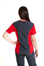 Cargar imagen en el visor de la galería, Conjunto SET Filipina y Pantalón EV-02 Muñin REPELENTE A FLUIDOS-Color ROJO/PEWTER con PANT PEWTER Dama-Ana Isabel Uniformes