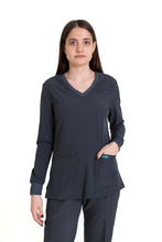 Cargar imagen en el visor de la galería, Conjunto SET Filipina MANGA LARGA y Pantalón EV-16 Tatita REPELENTE A FLUIDOS-Color PEWTER Dama-Ana Isabel Uniformes