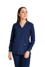 Cargar imagen en el visor de la galería, Conjunto SET Filipina MANGA LARGA y Pantalón EV-16 Tatita REPELENTE A FLUIDOS-Color MARINO Dama-Ana Isabel Uniformes