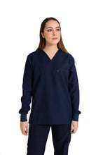 Cargar imagen en el visor de la galería, Conjunto SET Filipina MANGA LARGA y Pantalón JP-14 UNISEX-Color MARINO-JUANPA