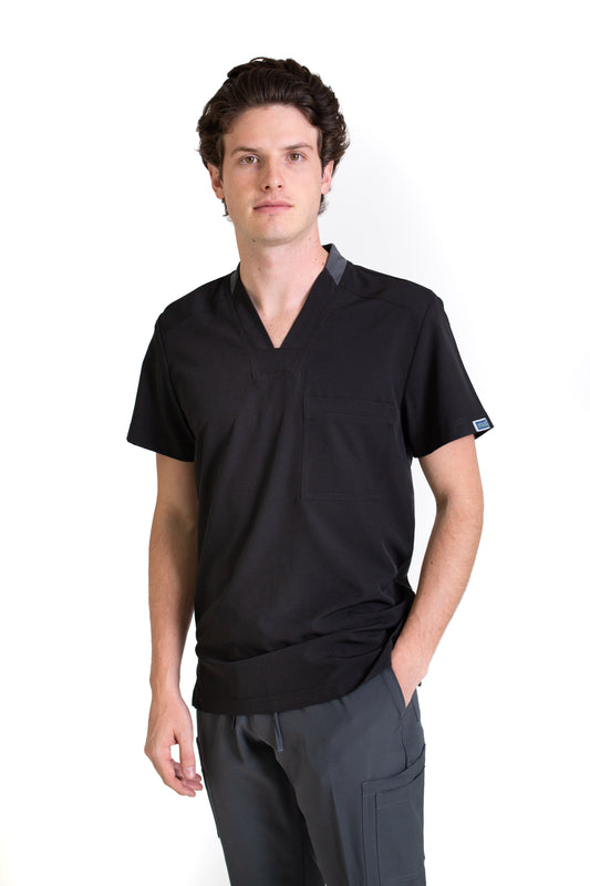 Conjunto SET Filipina y Pantalón EA-02 REPELENTE A FLUIDOS-Color NEGRO/PEWTER con PANT PEWTER HOMBRE-HASSAN Uniformes