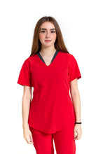 Cargar imagen en el visor de la galería, Filipina Top EV-02 Muñin REPELENTE A FLUIDOS-Color ROJO/PEWTER Dama-Ana Isabel Uniformes