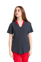 Cargar imagen en el visor de la galería, Conjunto SET Filipina y Pantalón EV-02 Muñin REPELENTE A FLUIDOS-Color PEWTER/ROJO con PANT ROJO/PEWTER Dama-Ana Isabel Uniformes