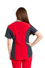 Cargar imagen en el visor de la galería, Conjunto SET Filipina y Pantalón EV-02 Muñin REPELENTE A FLUIDOS-Color PEWTER/ROJO con PANT ROJO/PEWTER Dama-Ana Isabel Uniformes