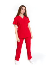 Cargar imagen en el visor de la galería, Conjunto SET Filipina y Pantalón EV-04 Tatita REPELENTE A FLUIDOS-Color ROJO Dama-Ana Isabel Uniformes