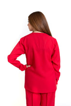 Cargar imagen en el visor de la galería, Conjunto SET Filipina MANGA LARGA y Pantalón JP-14 UNISEX-Color ROJO-JUANPA