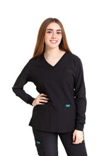 Cargar imagen en el visor de la galería, Conjunto SET Filipina MANGA LARGA y Pantalón EV-16 Tatita REPELENTE A FLUIDOS-Color NEGRO Dama-Ana Isabel Uniformes