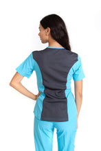 Cargar imagen en el visor de la galería, Filipina Top EV-02 Muñin REPELENTE A FLUIDOS-Color Aqua/Pewter Dama-Ana Isabel Uniformes