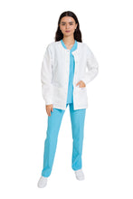 Cargar imagen en el visor de la galería, WARM UP Chamarra Médica - Salida de Hospital - para Dama - Color Blanco- KA-38 KAREN MEDICAL FASHION
