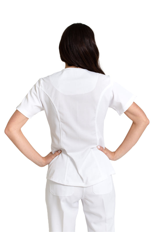 Filipina Top EV-02 Muñin REPELENTE A FLUIDOS-Color BLANCO Dama-Ana Isabel Uniformes