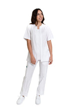 Cargar imagen en el visor de la galería, Conjunto SET Filipina y Pantalón EV-07 Cierre Oculto REPELENTE A FLUIDOS-Color BLANCO Dama-Ana Isabel Uniformes