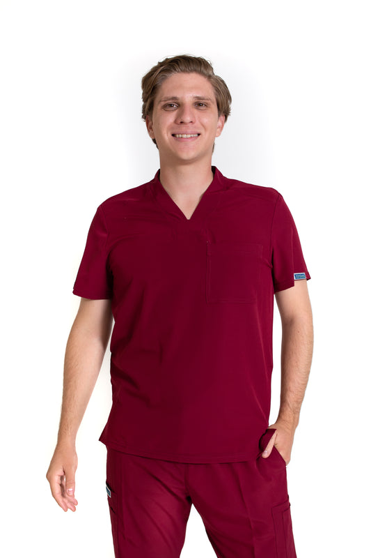 Conjunto SET Filipina y Pantalón EA-02 REPELENTE A FLUIDOS-Color VINO HOMBRE-HASSAN Uniformes