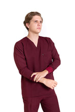 Cargar imagen en el visor de la galería, Conjunto SET Filipina MANGA LARGA y Pantalón JP-14 UNISEX-Color VINO-JUANPA