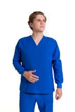 Cargar imagen en el visor de la galería, Conjunto SET Filipina MANGA LARGA y Pantalón JP-14 UNISEX-Color AZUL REY-JUANPA