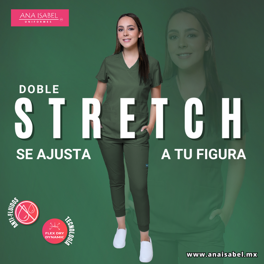 Conjunto SET Filipina y Pantalón JOGGER EV-04 Tatita REPELENTE A FLUIDOS-Color OLIVO Dama-Ana Isabel Uniformes